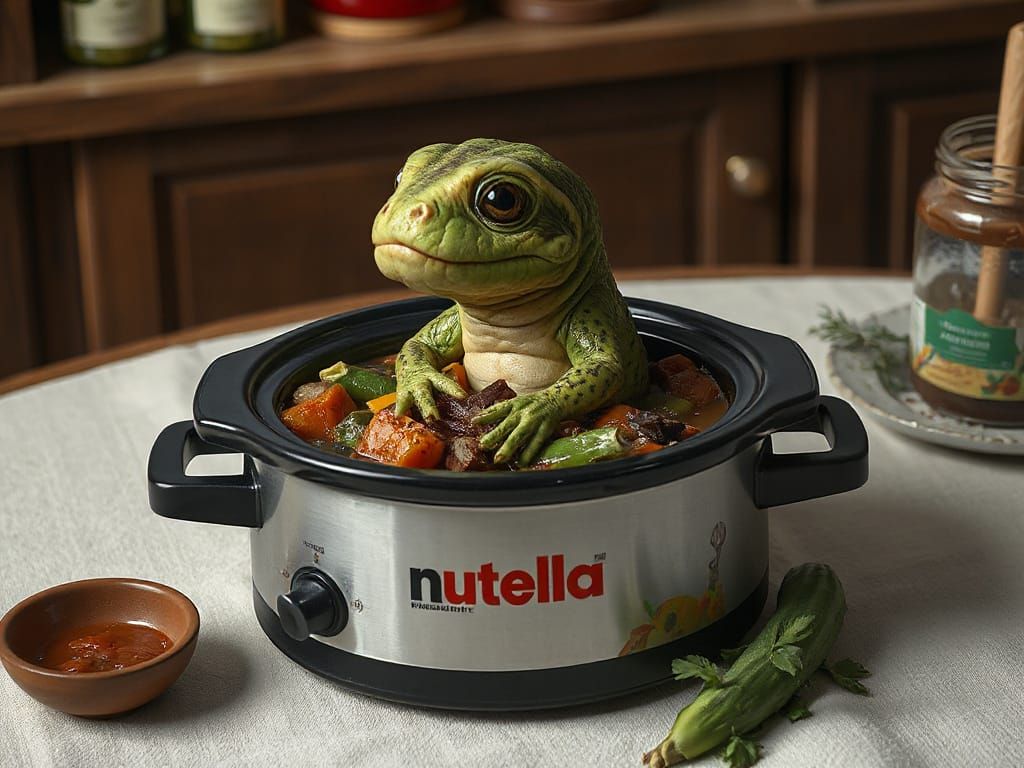 Cute Mini Loch Ness Monster in Stew: Digital Painting