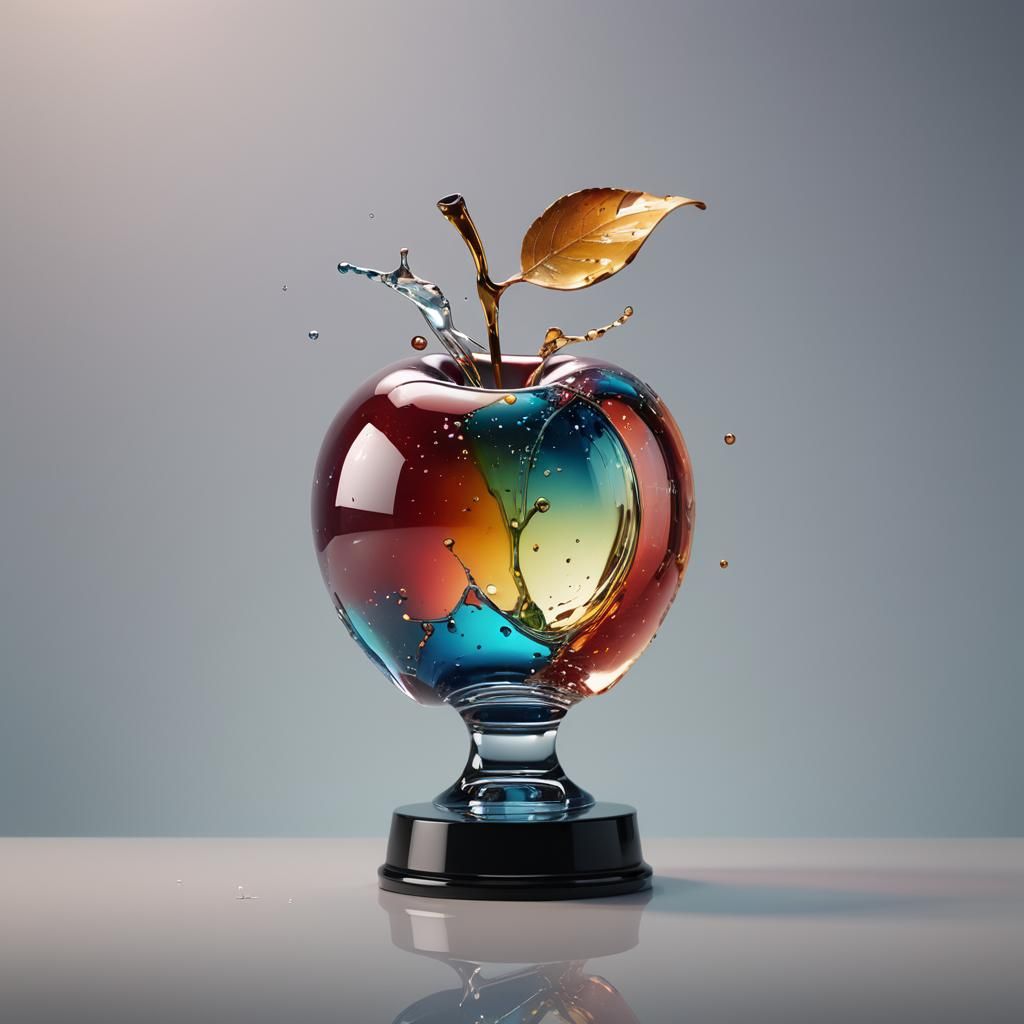 Hyperrealistic Glass Apple Splash Art in 8k