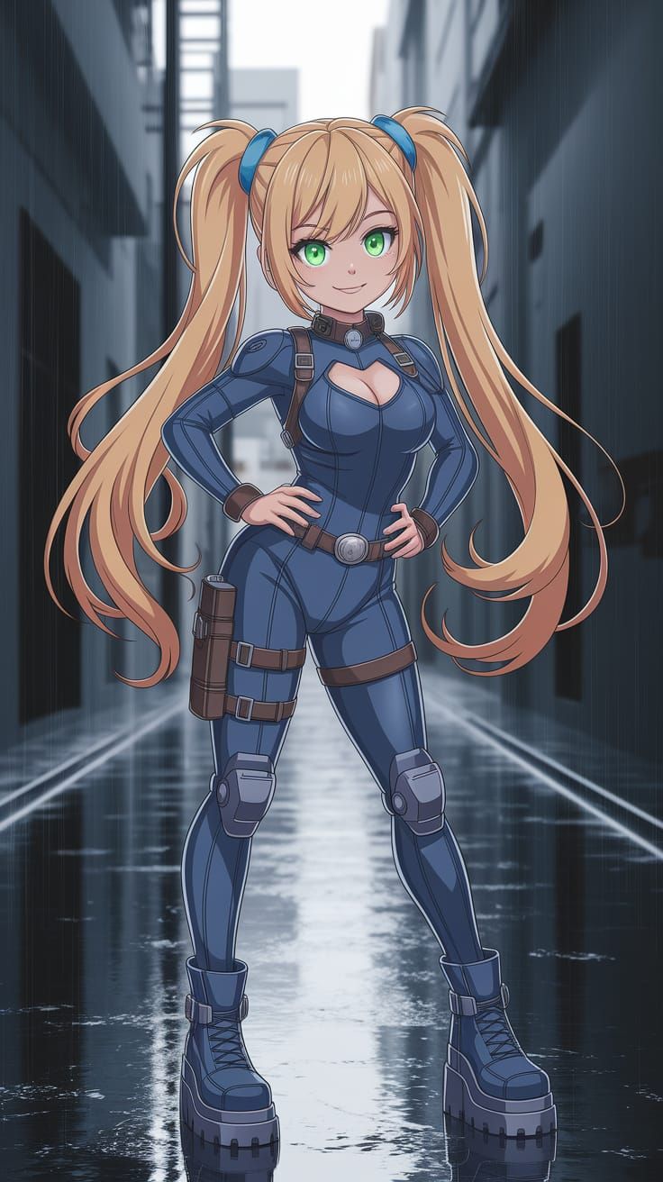 Petite Woman in Stealth Suit, Anime Style