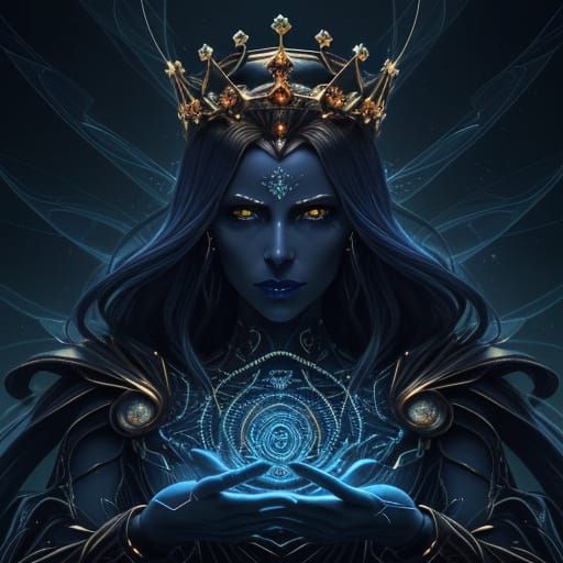 Surreal Monarch Commands Hive-Mind in Digital Art