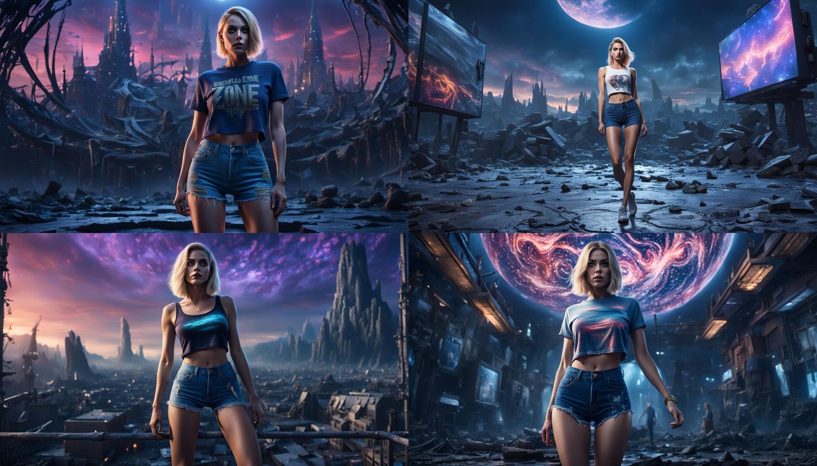 Twilight Zone Blonde Girl in Matte Painting Style