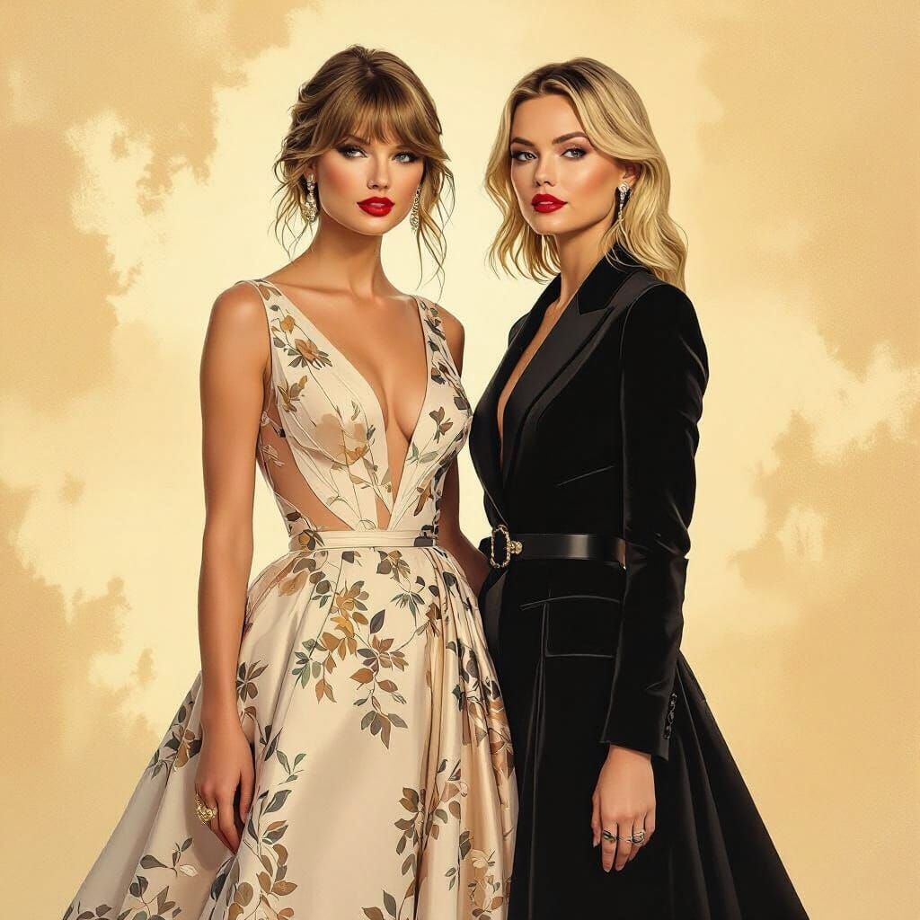 Taylor Swift and Margot Robbie in Golden Hour Portrait