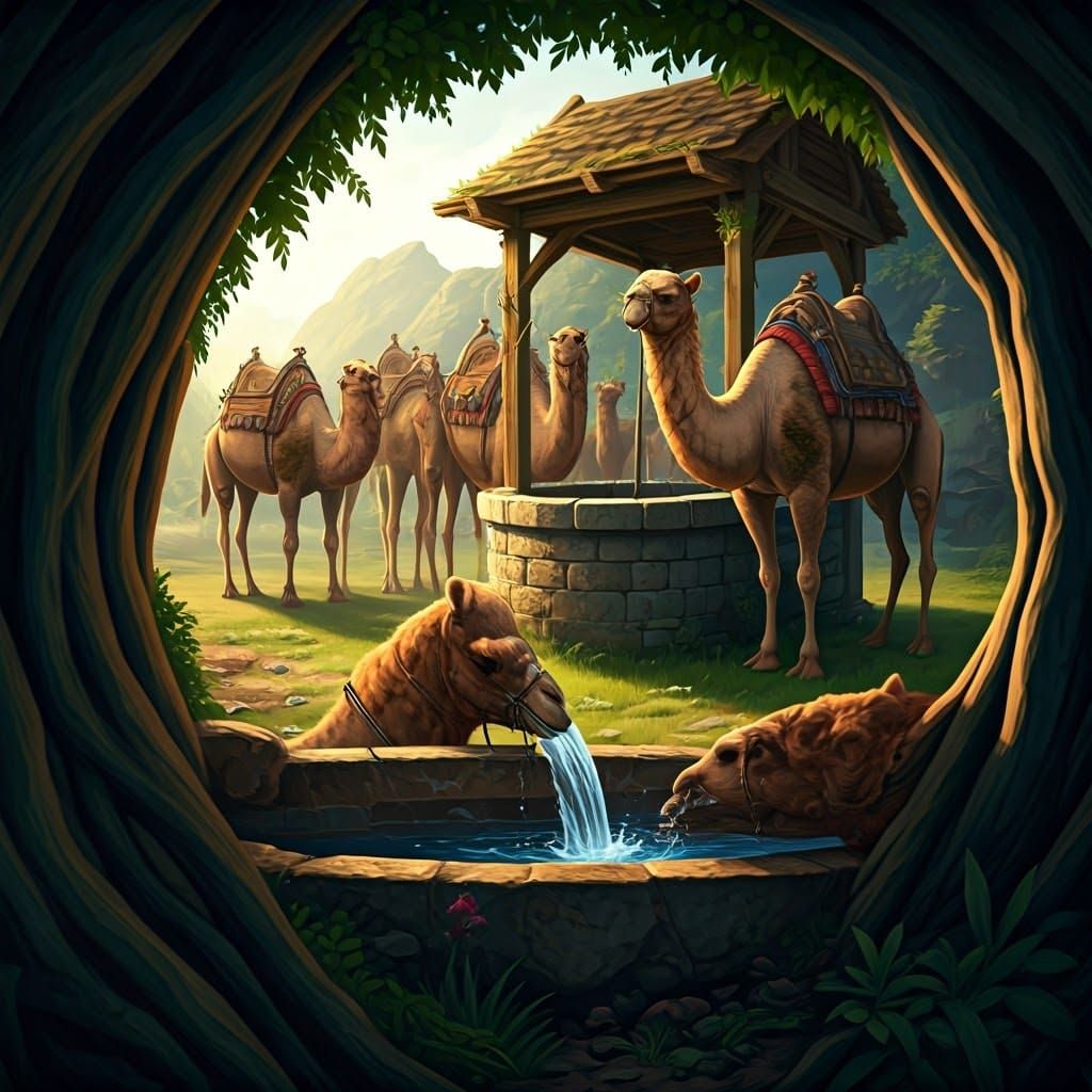 Delicate Hands Feed Majestic Camels in Golden Light