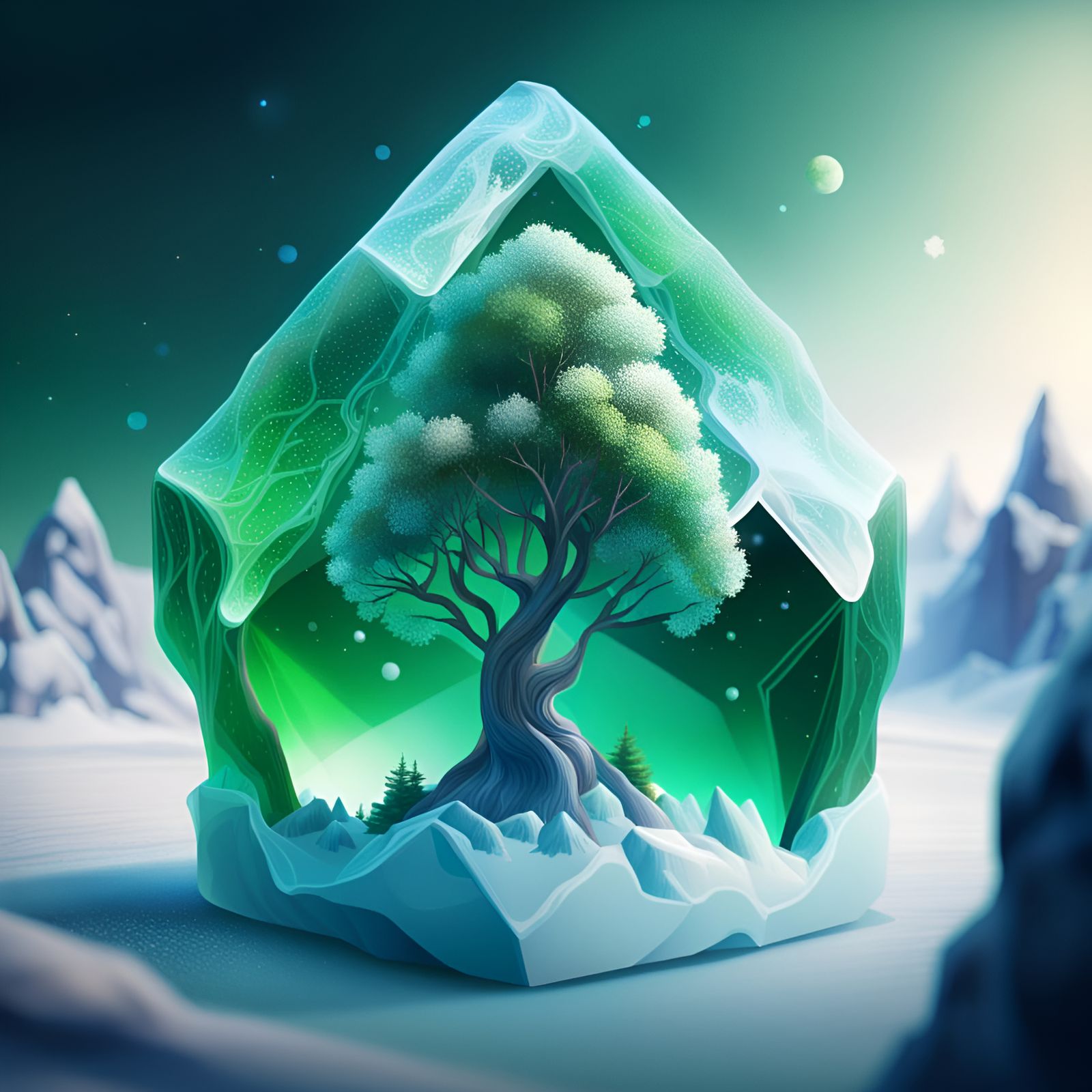 Green Tree in Frozen Borg Cube Universe