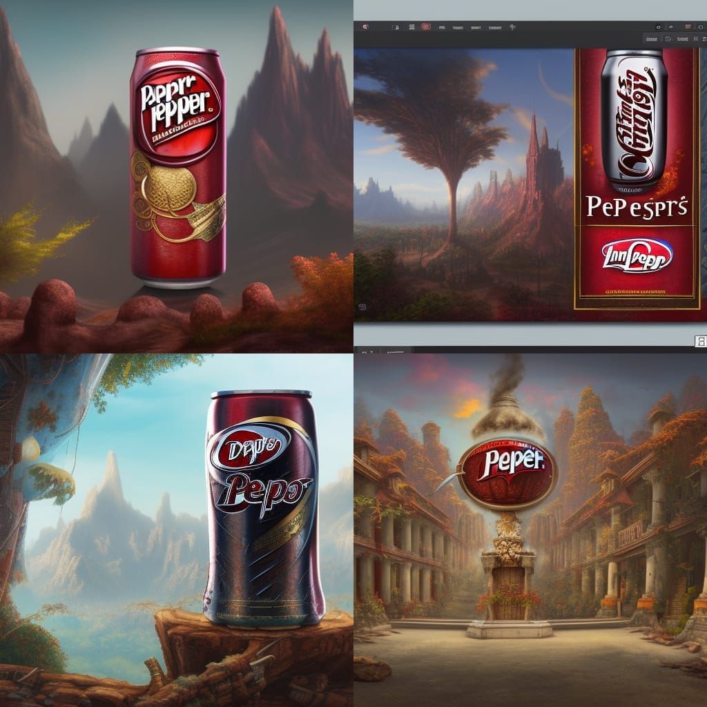 Detailed Matte Painting of Dr. Pepper in Deep Color