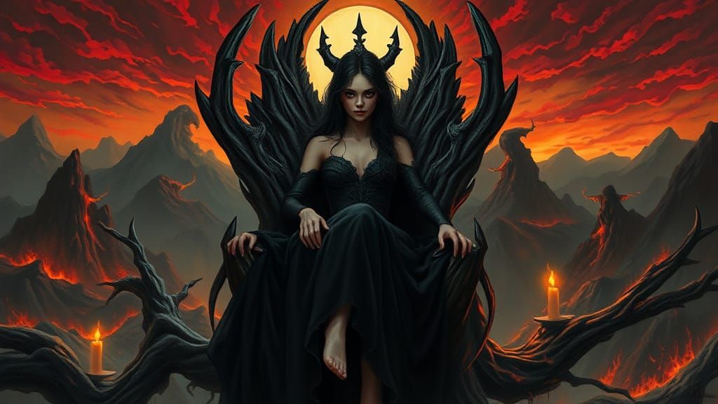 Lilith Enthroned in a Dark Gothic Underworld