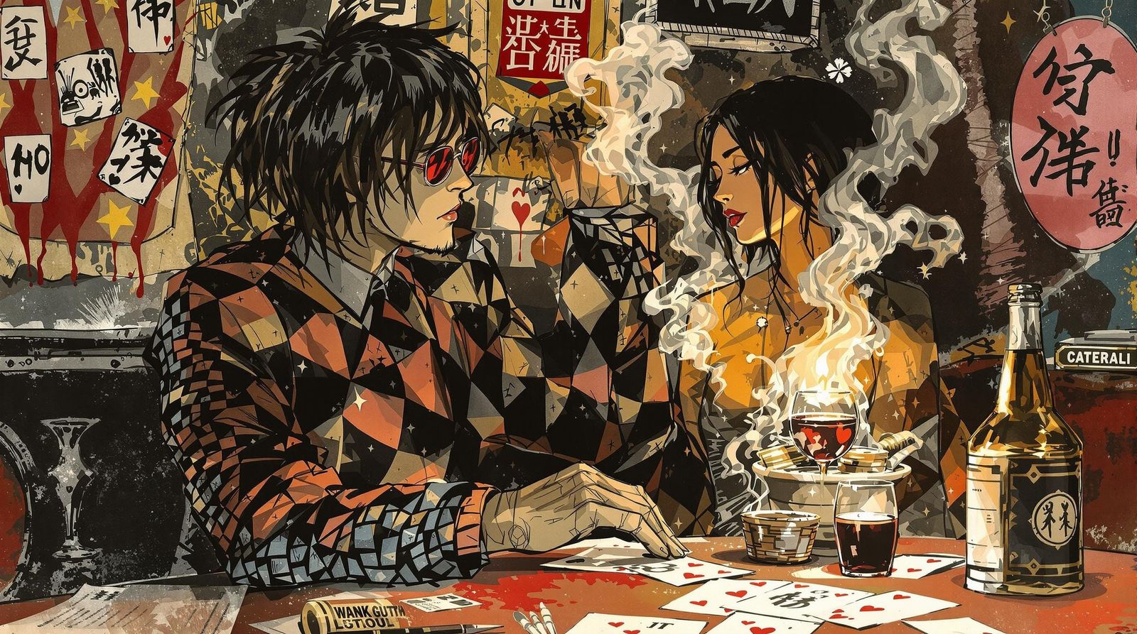 Dark Fantasy Korean Gangster in Cartoon Style