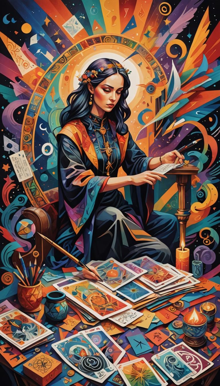 Cubist Tarot Card Designer in Death Dance Macabre