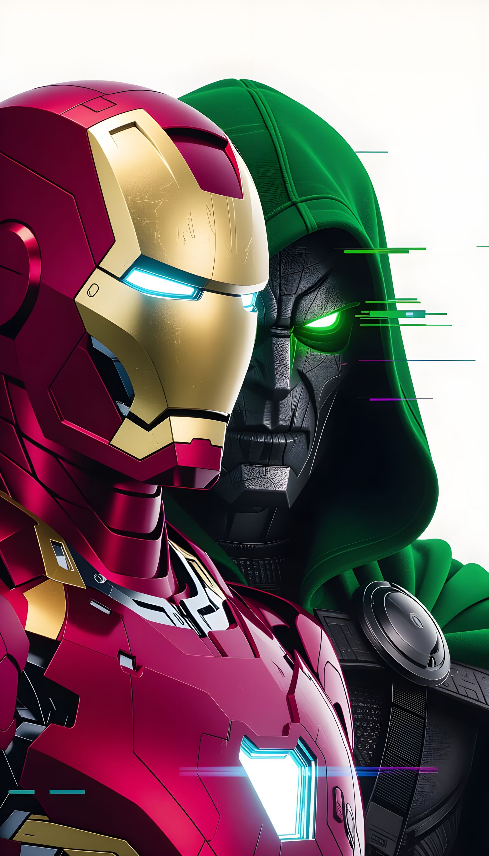 Glitch Art Portrait: Iron Man and Doctor Doom