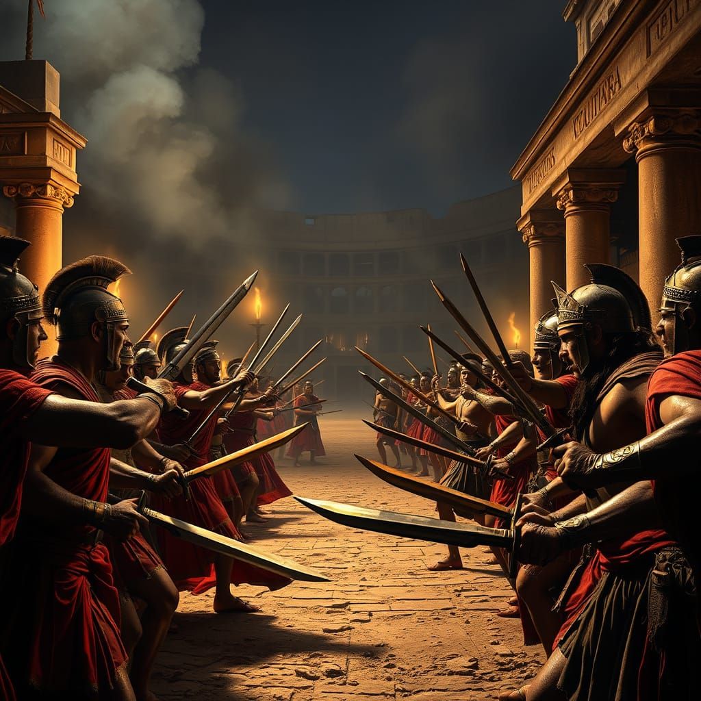 Roman Gladiators Training in Historic Epic Film Concept Art ...