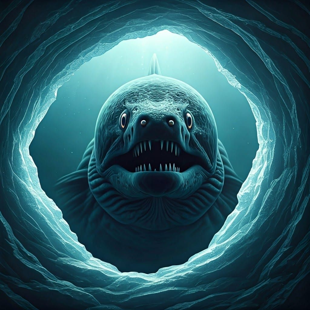 Gargantuan Moray Eel Trapped in Antarctic Ice