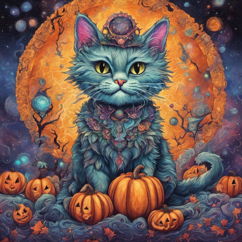 Halloween Cat in Surrealist Style