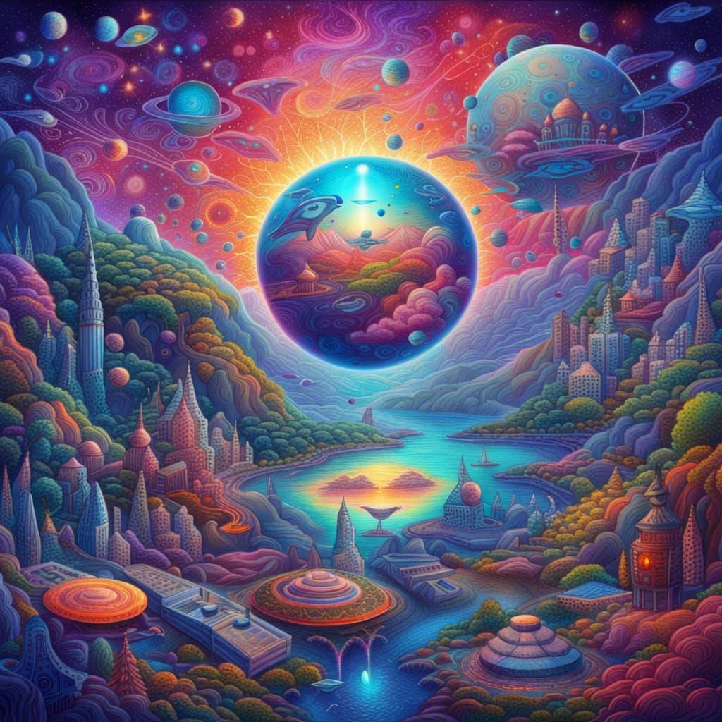 Utopian Galaxy: A Cosmic Visionary Illustration