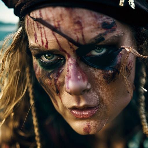 Lone Pirate Sailing Treacherous Waves