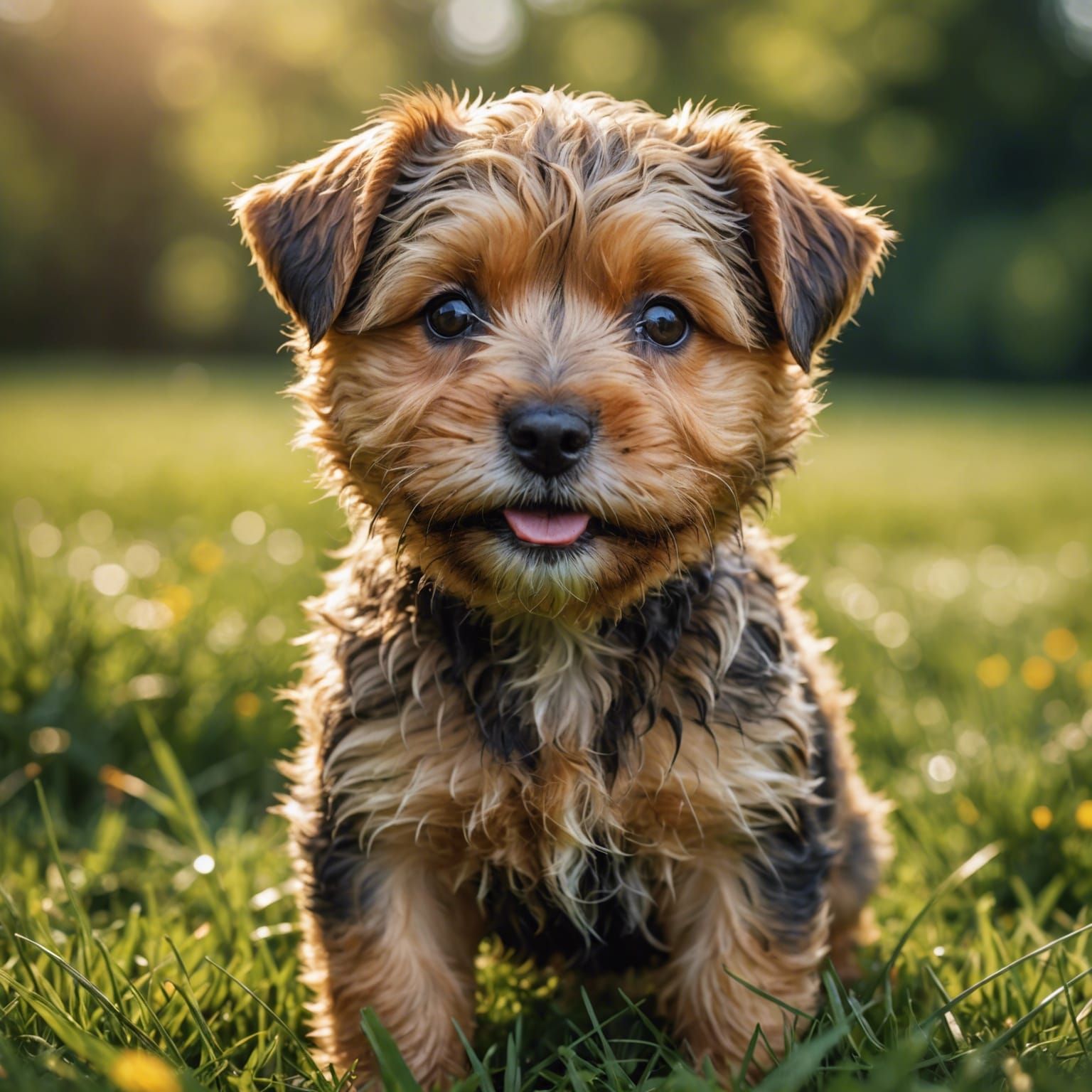 Playful Norfolk Terrier Puppy in Splash Art Style