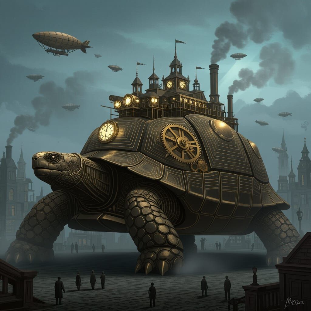 Clockwork City on Giant Tortoise in Perpetual Twilight