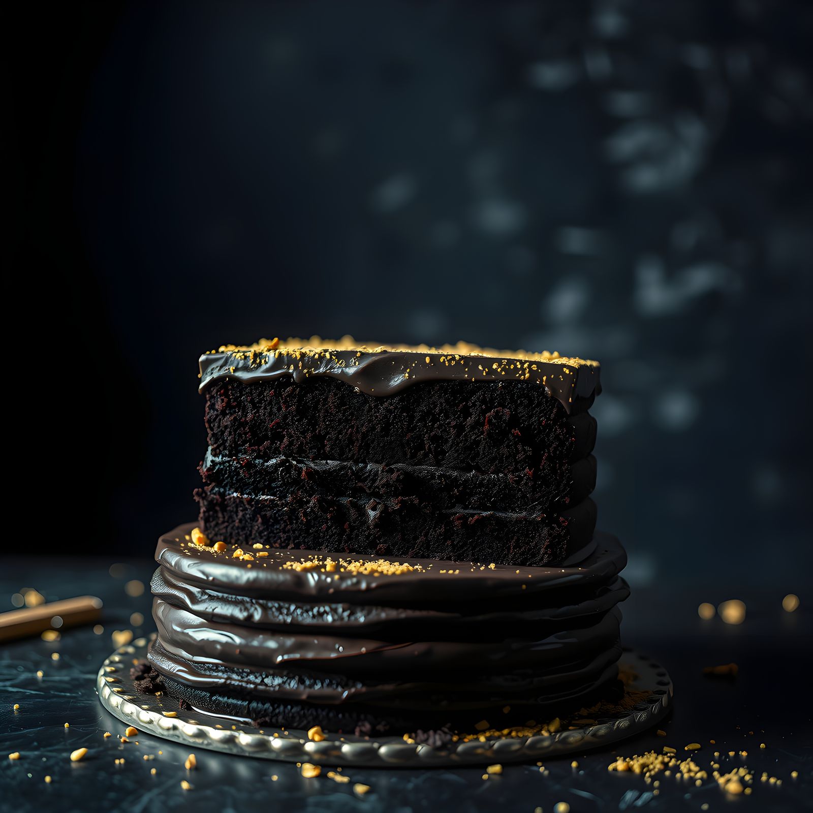 AI Realization of Goth Lasagna Chocolate Cake