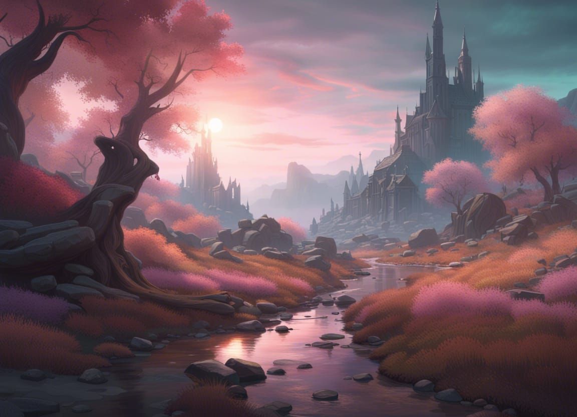 Dark Fantasy Pastel Landscape in 8K Resolution