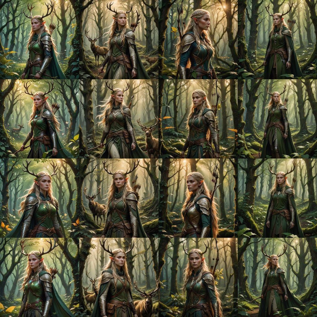 Enchanted Elven Ranger in Spring Forest