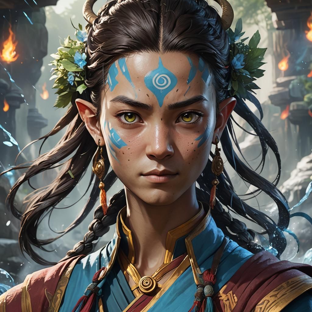 Avatar: The Last Airbender Portrait in Art Nouveau Style