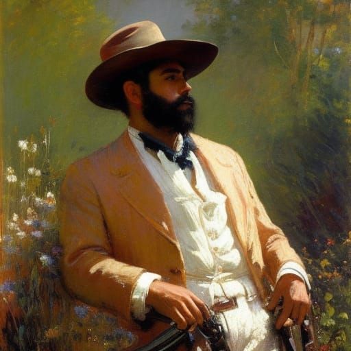 Anime Cowboy Portrait in Impressionist Style
