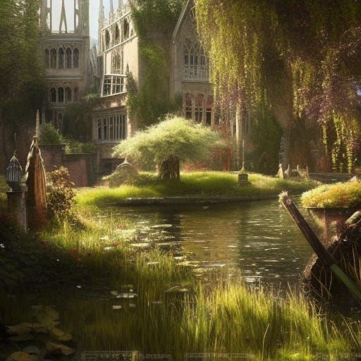 Victorian Cottagecore Garden in High Gothic Style