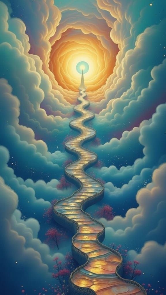 Surreal Stairway to Nowhere in a Dreamlike Haze