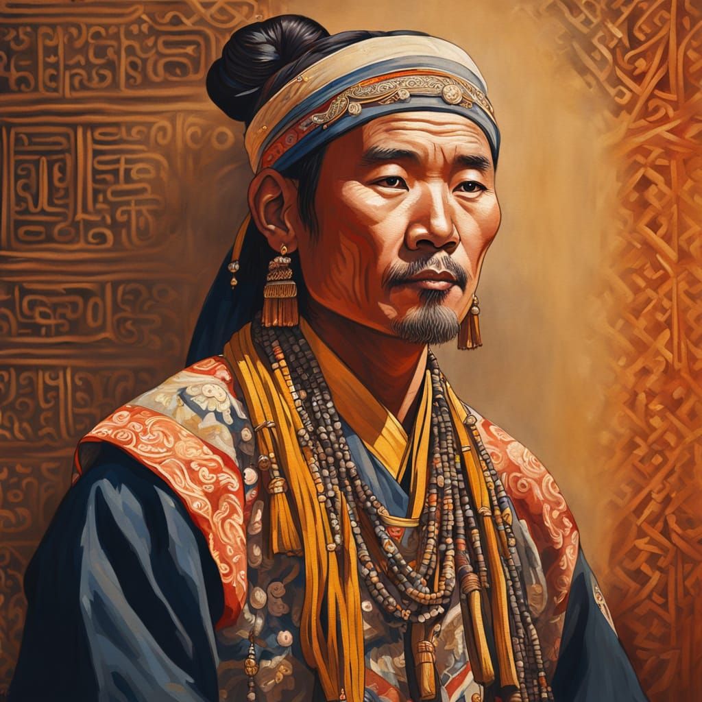 Oroqen Portrait in Vibrant Oil Painting Style