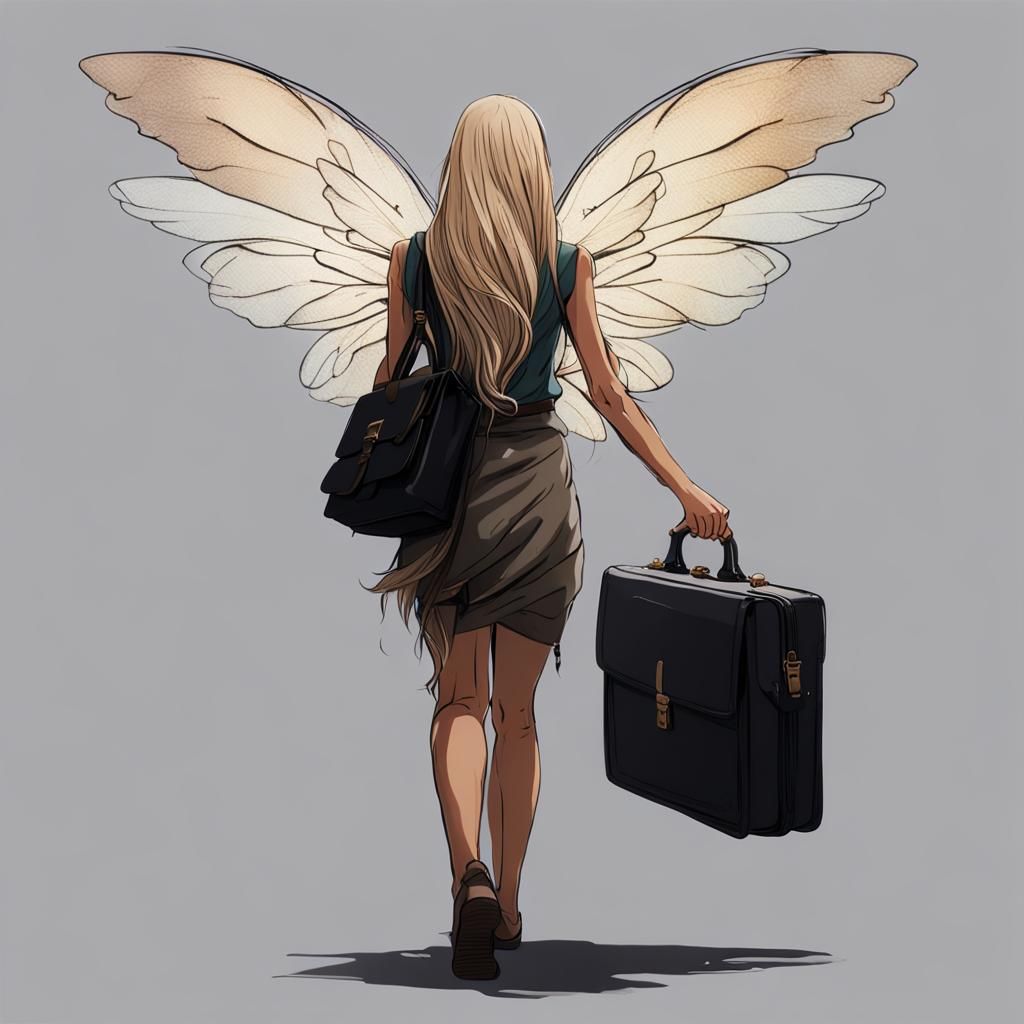 Fantasy Businesswoman with Fairy Wings in Abaya