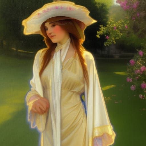 Baroness in Park, Art Nouveau Style