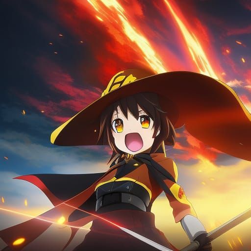 Megumin Wizard Girl Portrait in Anime Style