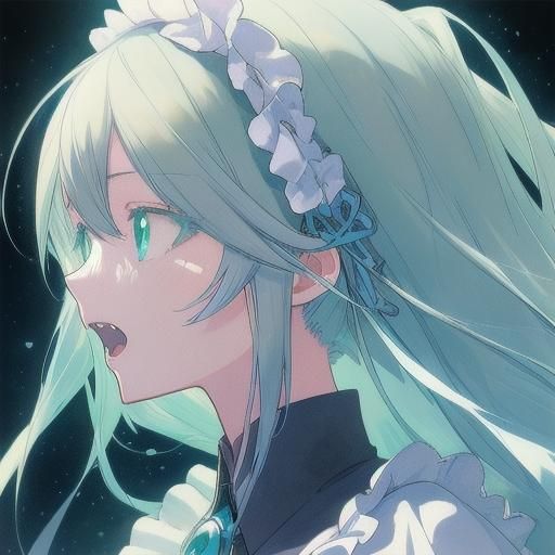 Anime Maid Portrait with Aqua Eyes