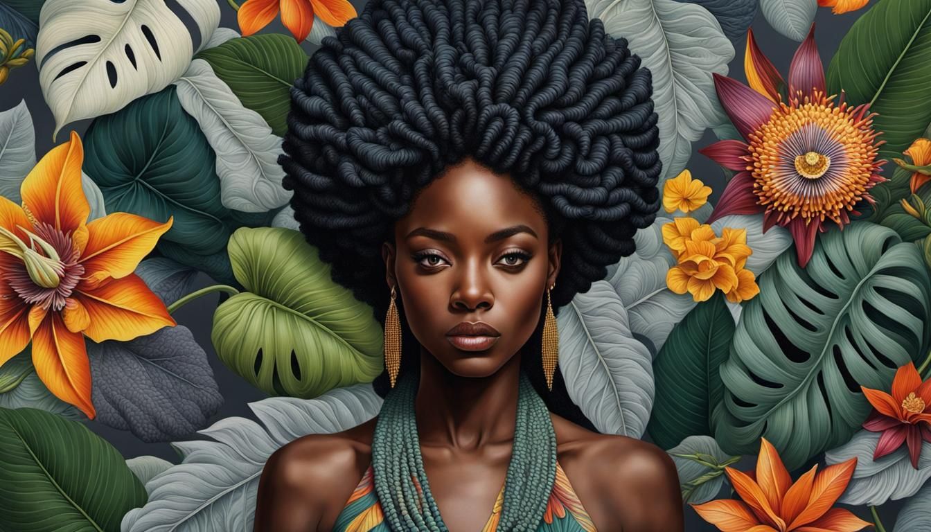 Stunning Melanin Woman Portrait with Intricate Details