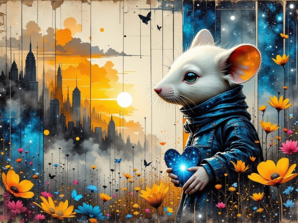 Mouse-like Merchant with Magical Heart, Impasto Painting