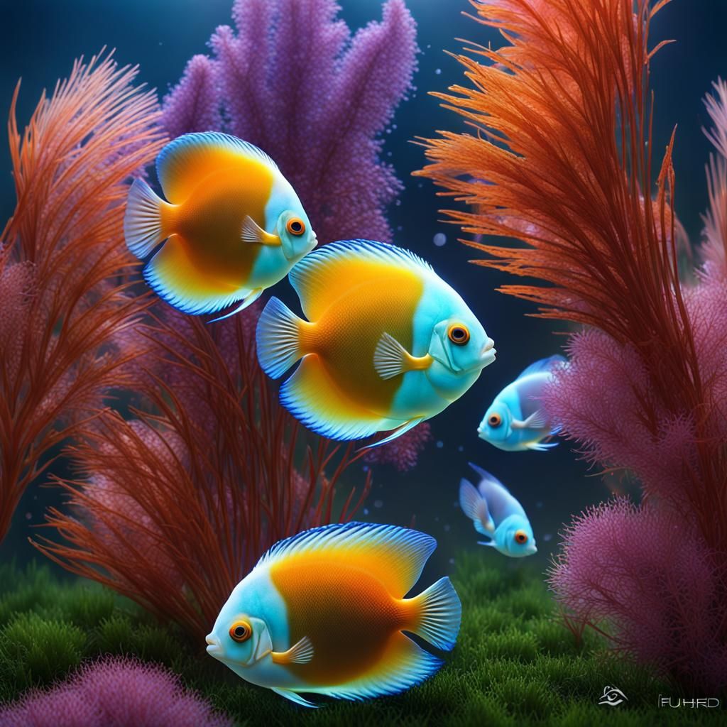 Luxury Crystal Discus Fish Underwater Macro Photography