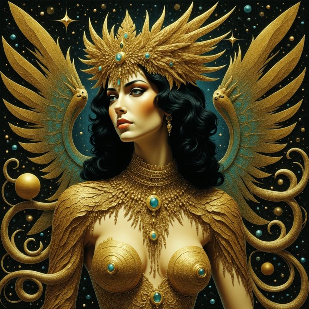 Cyberpunk Feline Figure Inspired by Venus of Urbino