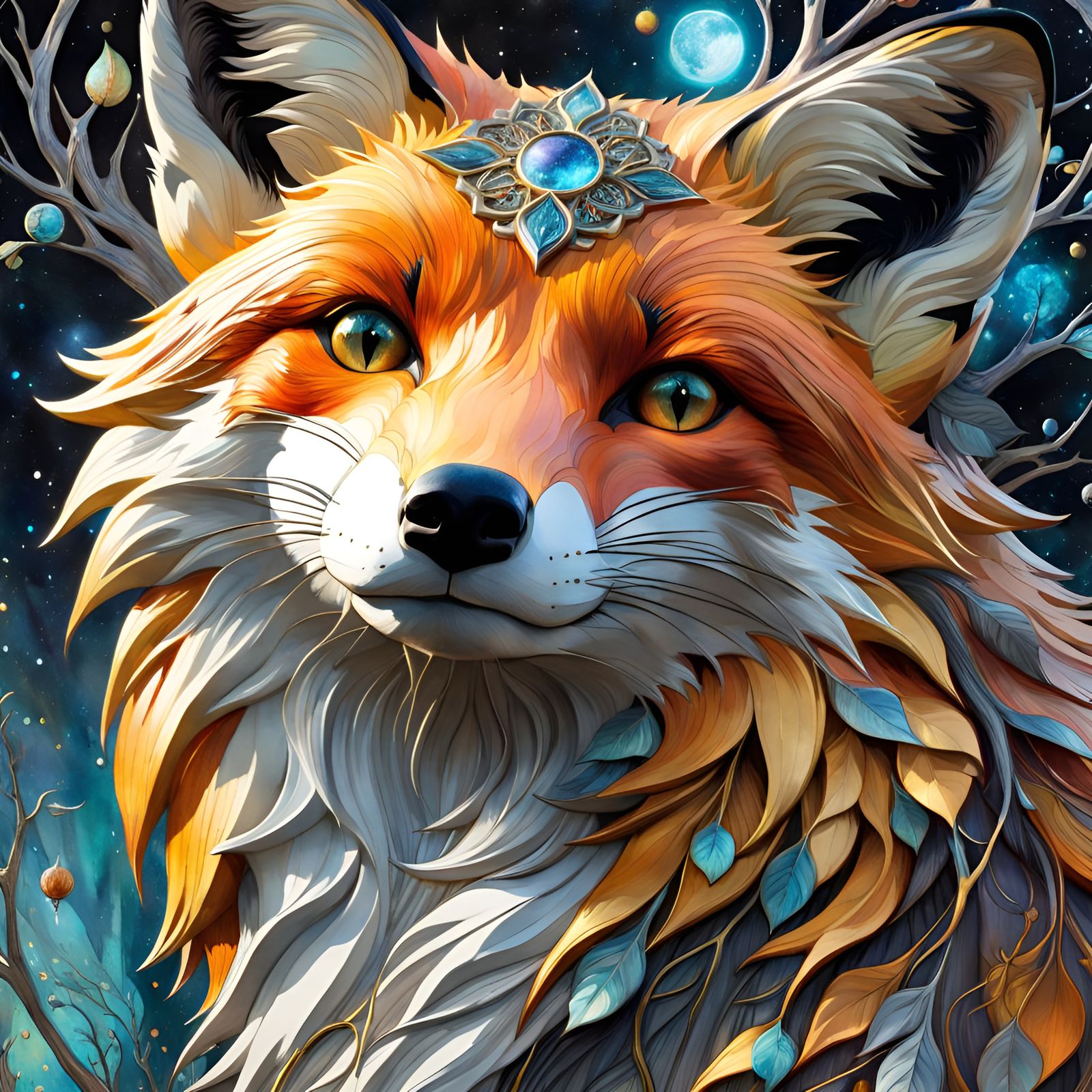 Gothic Fox with Shotgun in Eerie Garden