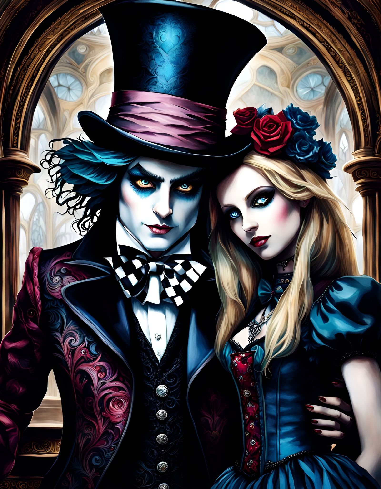 Gothic Mad Hatter and Alice