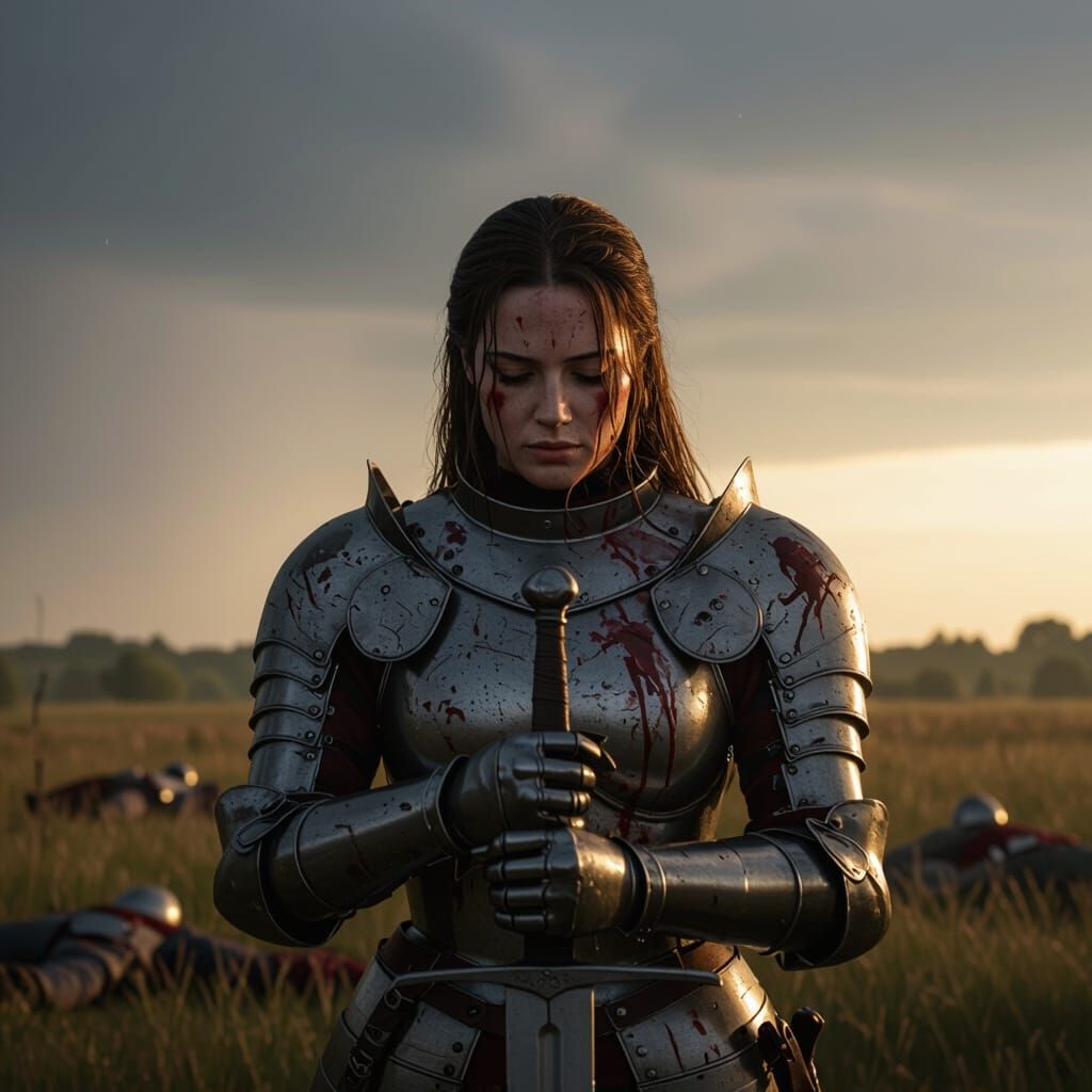 Knight's Calm: Battle's End in Stormy Light