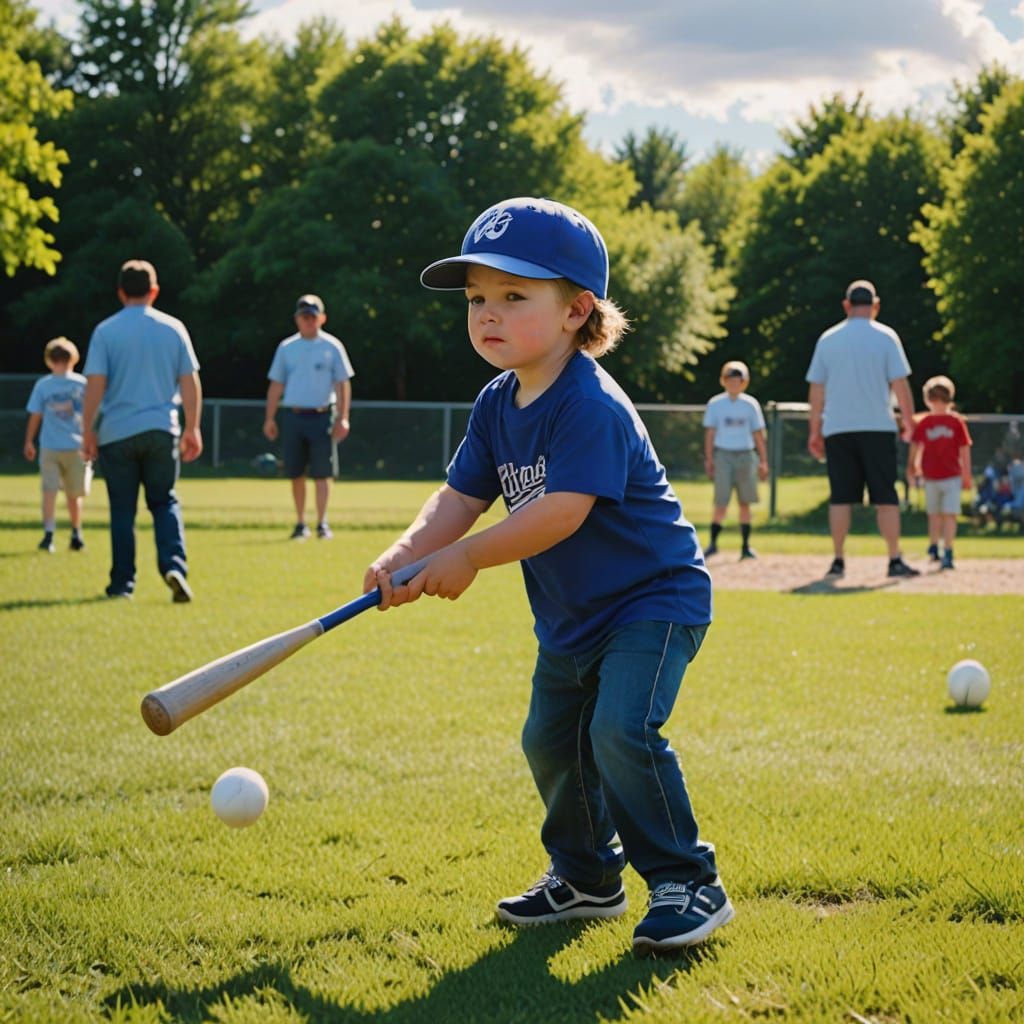 My son on his first outing playing T Ball. heavenly sunshine...