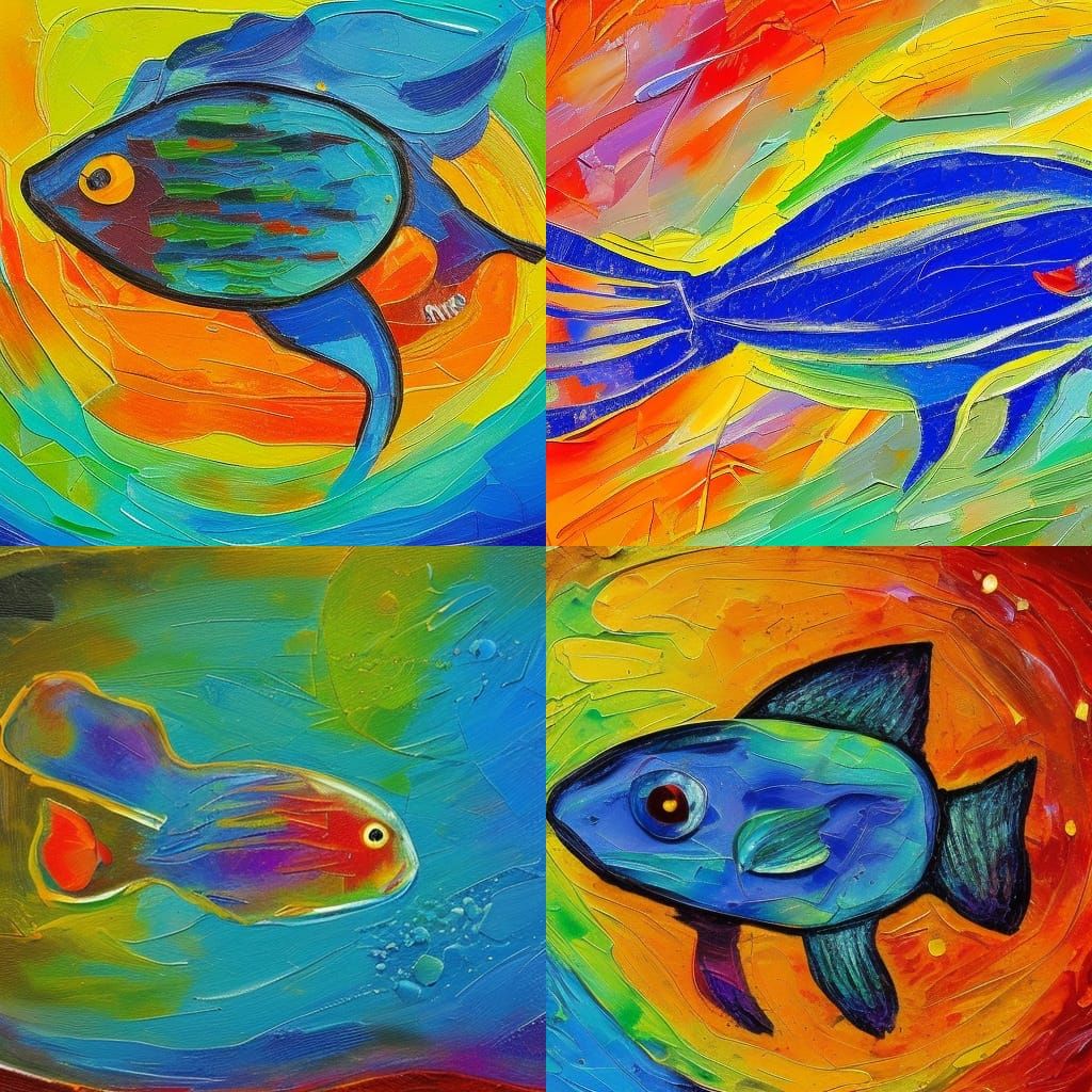 A Fish on Pluto: Neo-Impressionist Oil Painting