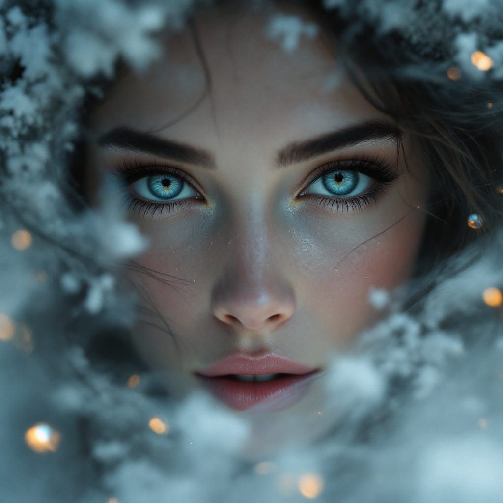 Mystical Winter Portrait in Detailed Matte Painting Style
