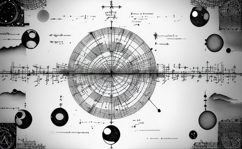 Celestial Mechanics Orrery Diagram in Sketchnote Style