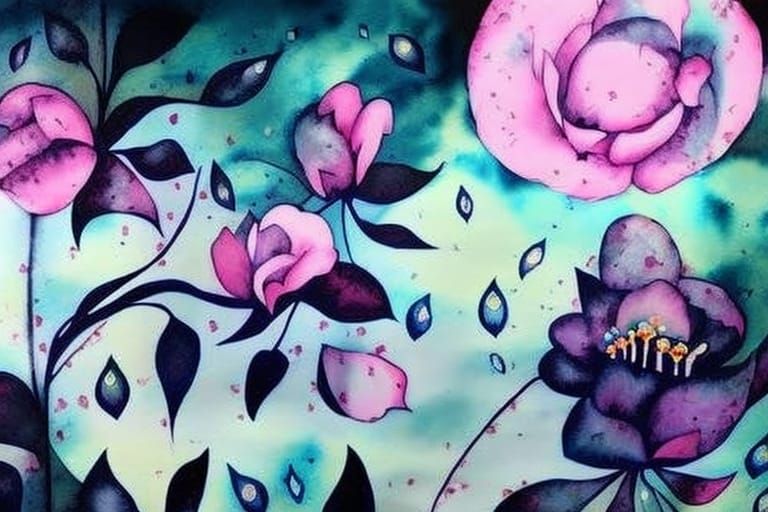 Spirit Flower Blooms in Dreamcore Watercolor Painting