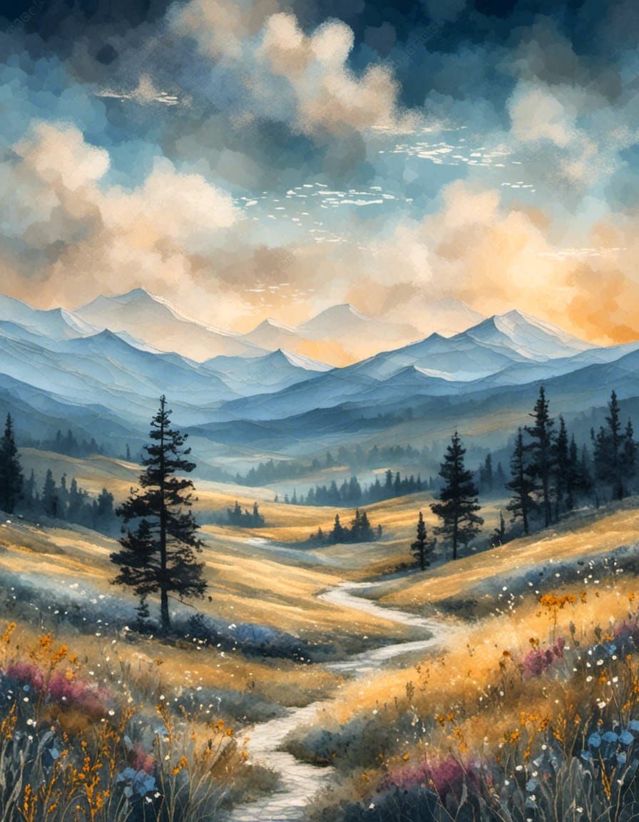 Majestic Tundra Landscape in Digital Art Style