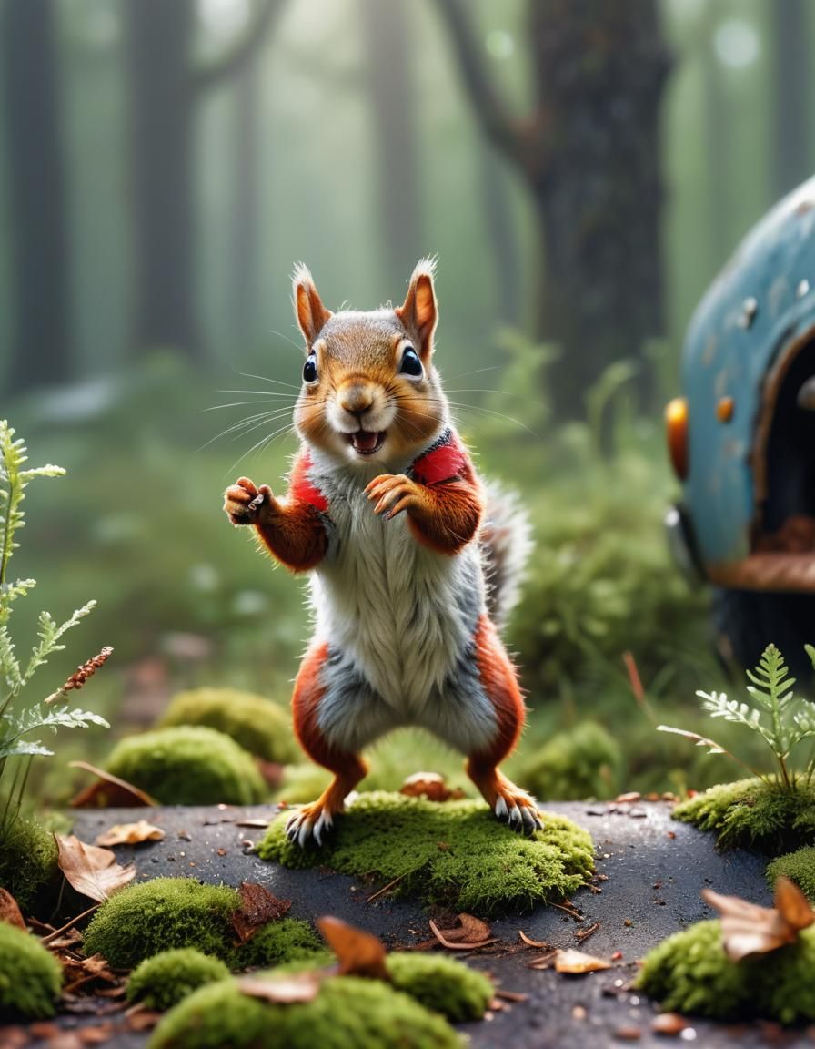 Squirrel's Surprise: Wildlife Photography in Vivid Detail