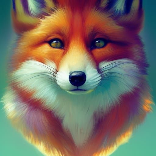 Adorable Neon Pastel Fox Portrait by Yee Chong