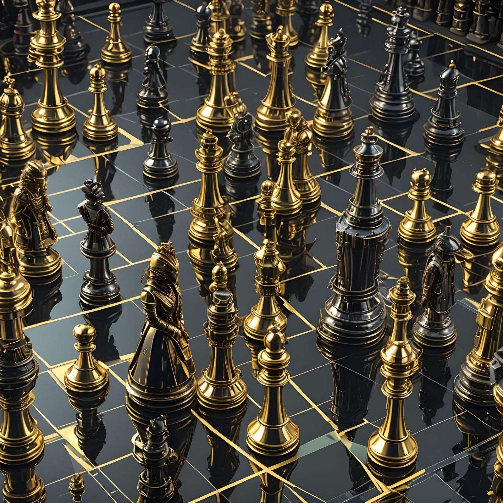 Steampunk Chess Game in Cyberpunk Style