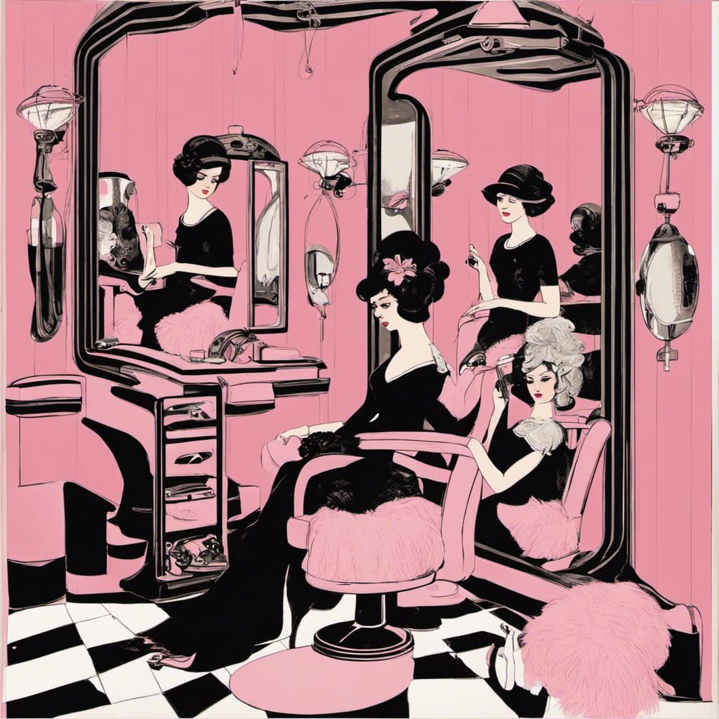 Pretty women in a beauty parlor sitting under the hair dryer...