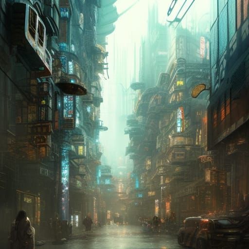 Cyberpunk Neon Cityscape: Dystopian Future